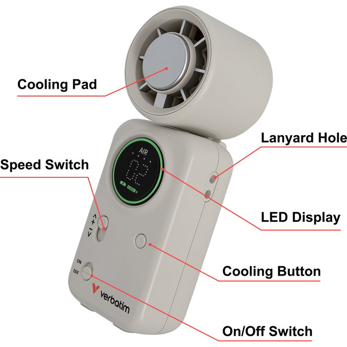 Verbatim Cool n Go Ice Touch Pro Handheld Fan Blanco/Plata Verbatim Cool n Go Ice Touch Pro Handheld Fan Blanco/Plata