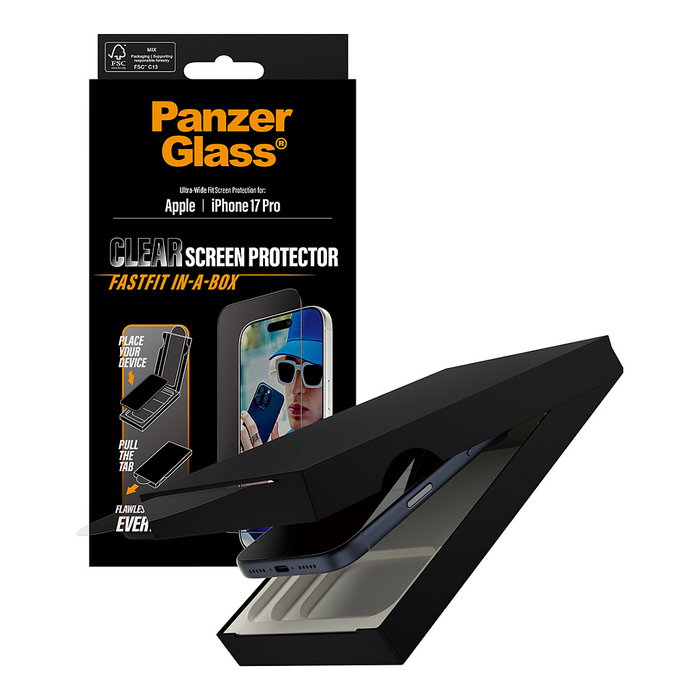PanzerGlass Protector de Pantalla de Vidrio Templado para iPhone 17 Pro Marco Negro Ultra-Wide Fit Fastfit PanzerGlass Protector de Pantalla de Vidrio Templado para iPhone 17 Pro Marco Negro Ultra-Wide Fit Fastfit