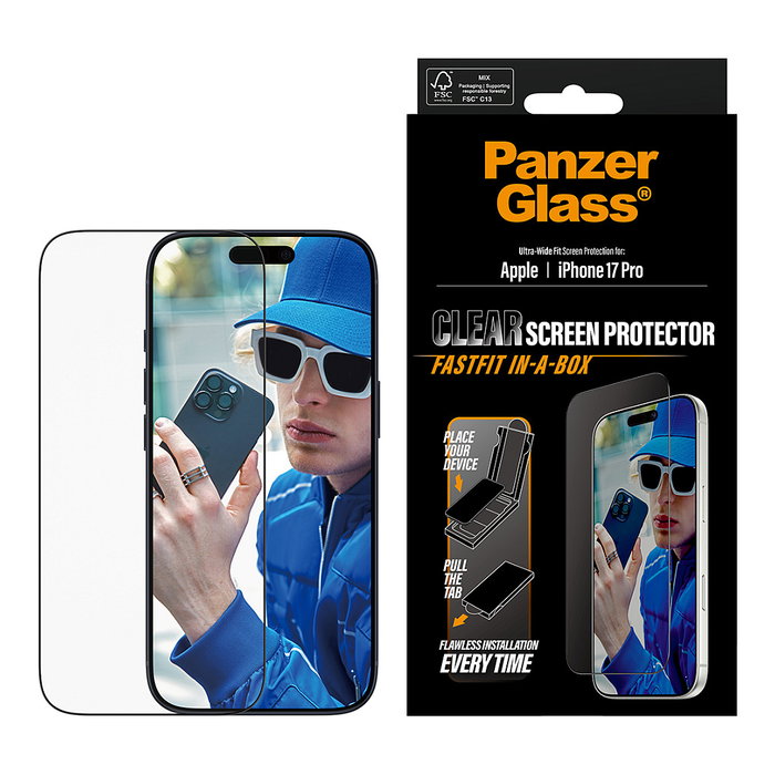 PanzerGlass Protector de Pantalla de Vidrio Templado para iPhone 17 Pro Marco Negro Ultra-Wide Fit Fastfit PanzerGlass Protector de Pantalla de Vidrio Templado para iPhone 17 Pro Marco Negro Ultra-Wide Fit Fastfit