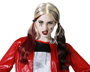 Peluca Halloween Arlequina Loca Bicolor Rubia Rojo Negro