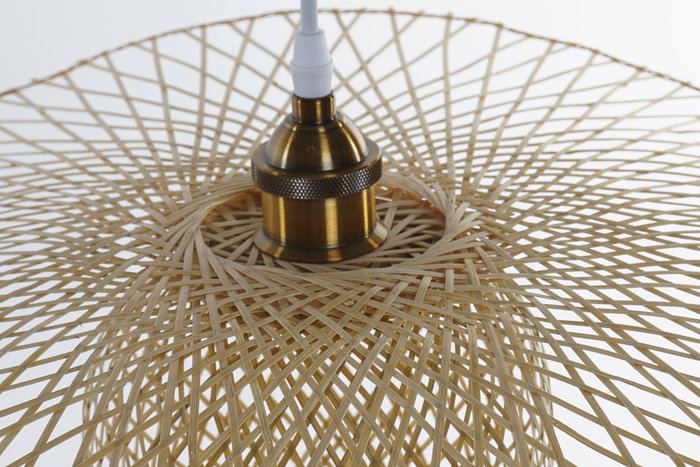 DKD Home Decor Lámpara Techo Balines Pamela Natural Bambú 55 x 55 x 19 cm