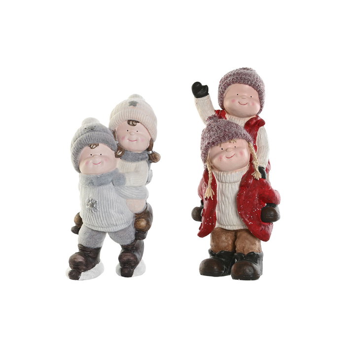 DKD Home Decor Figura de Niños en Fibra Vidrio Surtido de 2 Piezas Multicolor