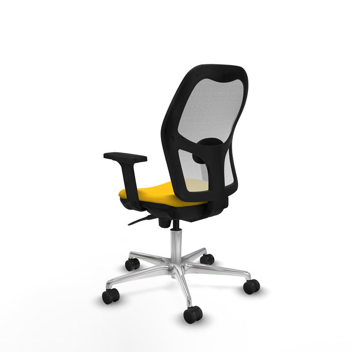 PIQUERAS Y CRESPO Silla de oficina Jorquera con mecanismo sincro, tela amarilla y malla blanca PIQUERAS Y CRESPO Silla de oficina Jorquera con mecanismo sincro, tela amarilla y malla blanca
