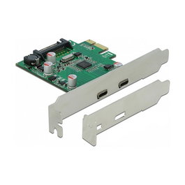 DeLOCK PCIe x1 Card VL805 con 2 puertos externos USB 3.2 Gen 1 Type-C de 5 Gbps, compatible Full/Low Profile y Windows 10/8.1