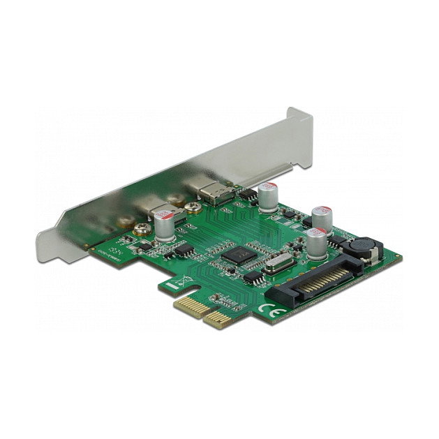 DeLOCK PCIe x1 Card VL805 con 2 puertos externos USB 3.2 Gen 1 Type-C de 5 Gbps, compatible Full/Low Profile y Windows 10/8.1