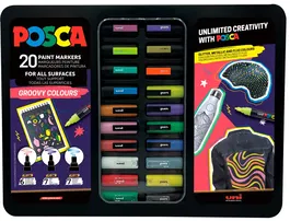 Rotul.Uni-Posca Caja Metalica 20 Colores Groovy Surtidos