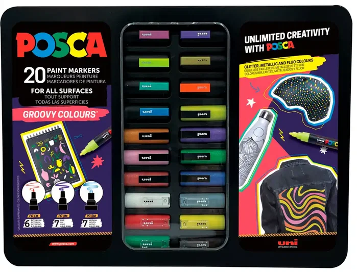 Posca Marcador de Pintura Groovy Colours Maletín Metálico 20 Unidades Colores Surtidos Posca Marcador de Pintura Groovy Colours Maletín Metálico 20 Unidades Colores Surtidos