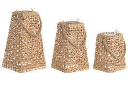 DKD Home Decor Lampara Solar Terraza Jardin Marron 20x36x20 cm Set 3