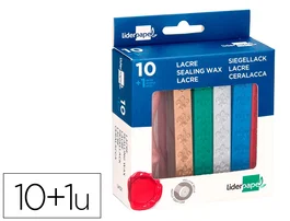 Liderpapel Lacre con Sello para Carta, 10 Barras, Colores Surtidos