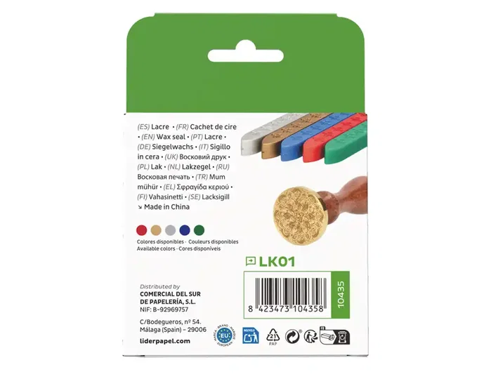 Liderpapel Lacre con Sello para Carta, 10 Barras, Colores Surtidos