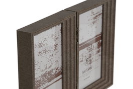 DKD Home Decor Marco de Foto 10x15cm Beige Marron Cristal PS Set de 2