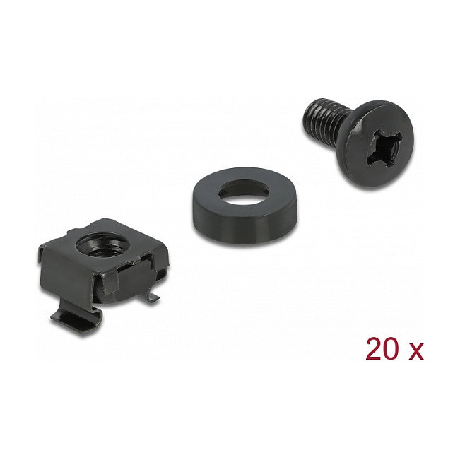 DeLOCK Kit de montaje para gabinete de red 20 piezas negro M6
