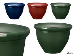 IBERGARDEN Maceta Redonda 25 cm Plástico Azul Rojo Verde Surtidos (Set de 12)