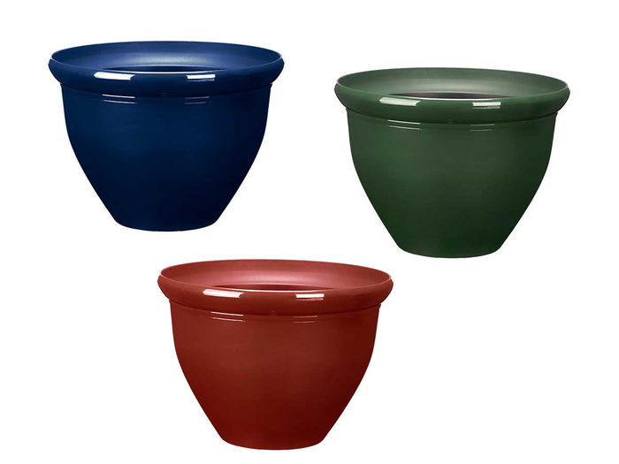 IBERGARDEN Maceta Redonda 25 cm Plástico Azul Rojo Verde Surtidos (Set de 12)