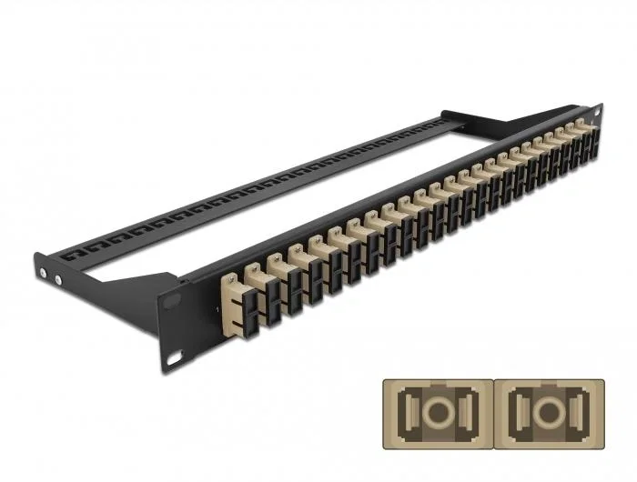 DeLOCK Panel de parches de fibra 19″ 24 puertos SC Duplex beis DeLOCK Panel de parches de fibra 19″ 24 puertos SC Duplex beis
