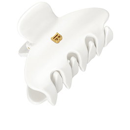 Balmain Hair Pinza Pequeña White con emblema de la B dorada en 14K
