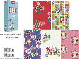 BASIKA Papel de Regalo Mickey&Friends Navidad Caja de 50 Rollos (0,7x2 m)