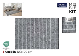 Moblekit Alfombra de Algodón 120x170 cm Negro-Blanco