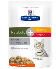 Hill's Hpd Feline C-D Urinary Stress Metabolic Pouch Alimento Húmedo para Gatos Pack 12 Sobres x 85 gr