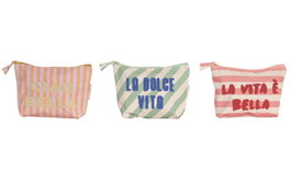DKD Home Decor Set de 3 Neceseres de Canvas Multicolor Bella Vita