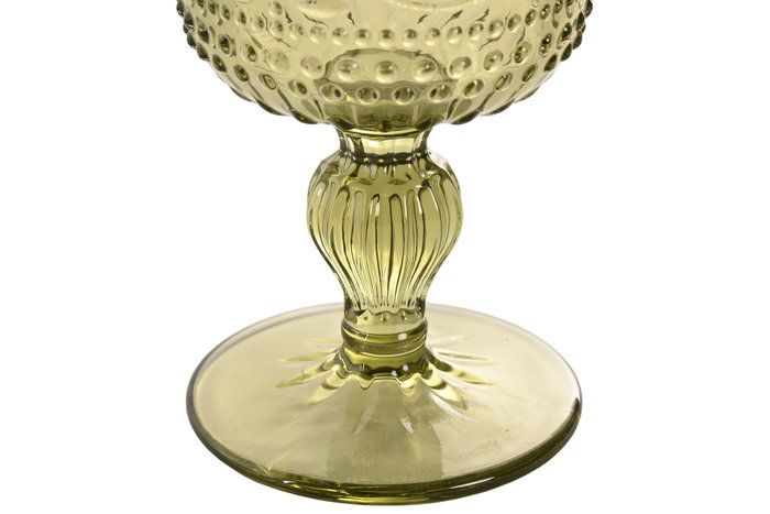 DKD Home Decor Set de 6 Copas de Cristal Verde con Relieve 265ml