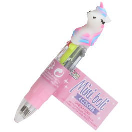Jeux 2 momes Mini Bolígrafo 4 Colores My Funny Papet Cisne Unicornio Pastel Lila