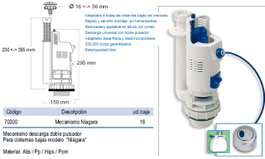 Descargador de cisterna baja Niagara con doble pulsador PRHIE FINSTOCK 70300