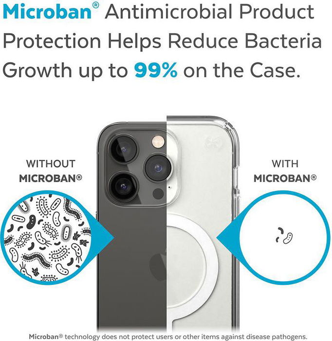 Speck Presidio Perfect Clear + Ms para iPhone 14 Pro Max, Funda Protectora Transparente con MagSafe y Protección contra Caídas de 4 Metros