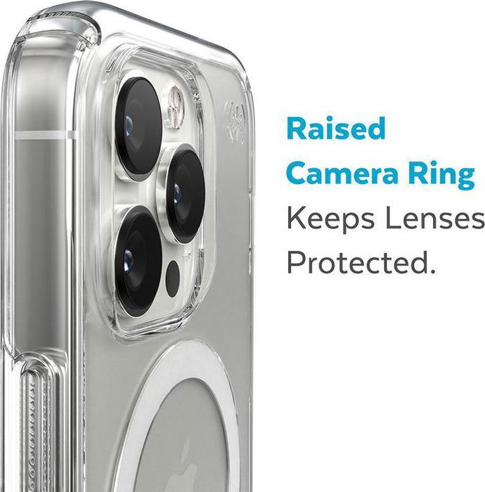 Speck Presidio Perfect Clear + Ms para iPhone 14 Pro Max, Funda Protectora Transparente con MagSafe y Protección contra Caídas de 4 Metros