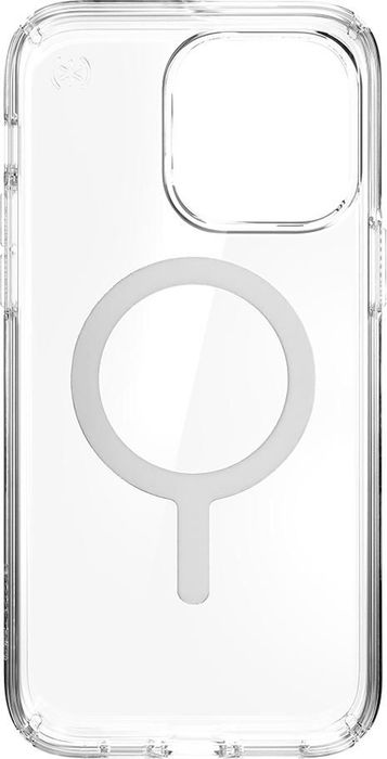 Speck Presidio Perfect Clear + Ms para iPhone 14 Pro Max, Funda Protectora Transparente con MagSafe y Protección contra Caídas de 4 Metros