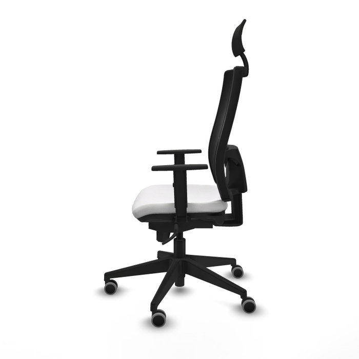 PIQUERAS Y CRESPO Silla de oficina Horna con mecanismo Sincro, tela blanca y malla negra PIQUERAS Y CRESPO Silla de oficina Horna con mecanismo Sincro, tela blanca y malla negra