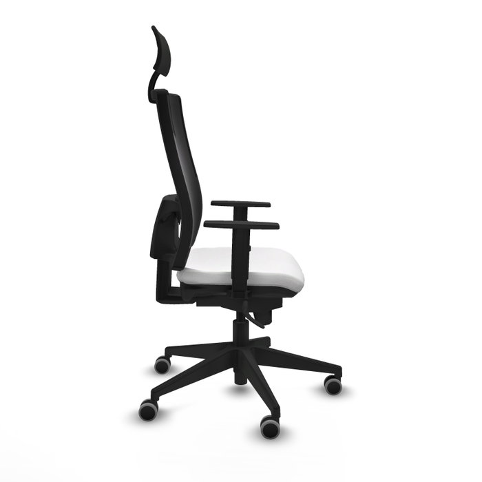 PIQUERAS Y CRESPO Silla de oficina Horna con mecanismo Sincro, tela blanca y malla negra PIQUERAS Y CRESPO Silla de oficina Horna con mecanismo Sincro, tela blanca y malla negra