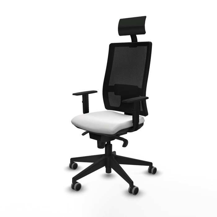 PIQUERAS Y CRESPO Silla de oficina Horna con mecanismo Sincro, tela blanca y malla negra PIQUERAS Y CRESPO Silla de oficina Horna con mecanismo Sincro, tela blanca y malla negra