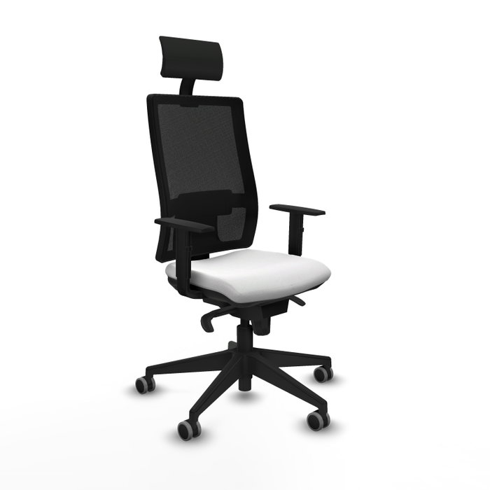 PIQUERAS Y CRESPO Silla de oficina Horna con mecanismo Sincro, tela blanca y malla negra PIQUERAS Y CRESPO Silla de oficina Horna con mecanismo Sincro, tela blanca y malla negra
