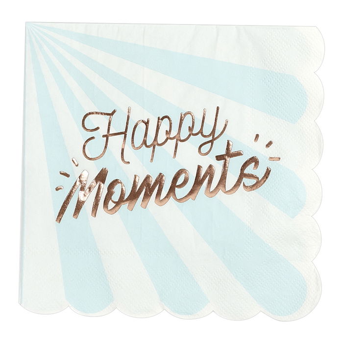 Party Time Juego de 20 Servilletas Papel Happy Day (Rosa) y Happy Moments (Azul) 33x33 cm