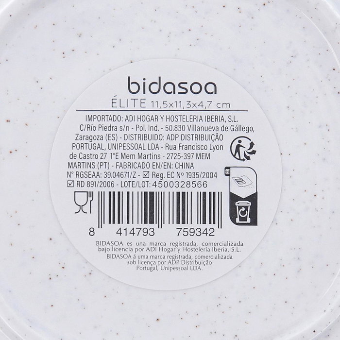 Bol Porcelana Alumina Elite Bidasoa 11,5x11,3x4,7 cm (8 Unidades)