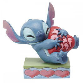 Enesco - Figura Disney Stitch Abrazando Un Corazón, Diseño Jim Shore, Resina Decorativa, 13 cm, Coleccionable