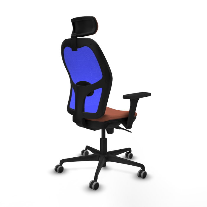 PIQUERAS Y CRESPO Silla de oficina Jorquera con mecanismo sincro, tela marrón y malla azul