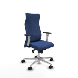 PIQUERAS Y CRESPO Sillón Albacete con Mecanismo Sincro, Tela Azul Marino, Base Aluminio
