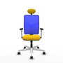 PIQUERAS Y CRESPO Silla de oficina Motilla con mecanismo Sincro, Amarillo y Azul