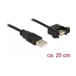 DeLOCK 85462 Cable USB A Macho Hembra 0.25m Negro - Cable USB de conexión directa