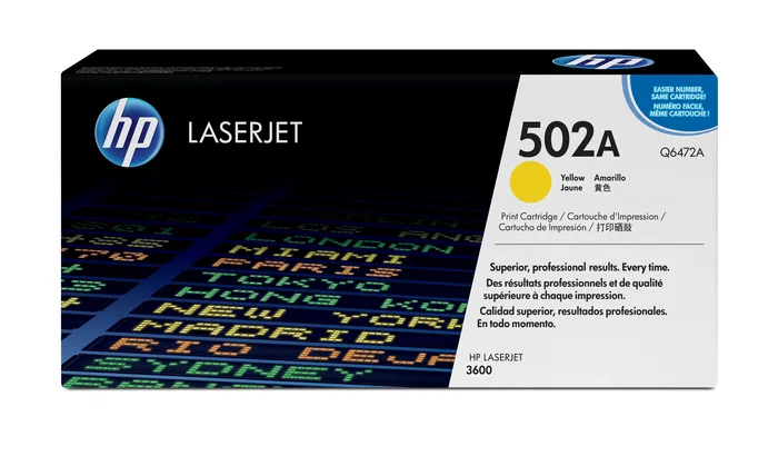 HP Cartucho de Tóner Original 502A Amarillo Q6472A para LaserJet Color 3600/3800 HP Cartucho de Tóner Original 502A Amarillo Q6472A para LaserJet Color 3600/3800