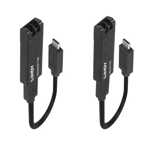 Lindy 43312 Adaptador USB-C a Fibra Óptica, Transmisor y Receptor de Red 10Gbps, Extensor USB 3.2 Gen1, 100m, Carcasa Metal, Negro Lindy 43312 Adaptador USB-C a Fibra Óptica, Transmisor y Receptor de Red 10Gbps, Extensor USB 3.2 Gen1, 100m, Carcasa Metal, Negro