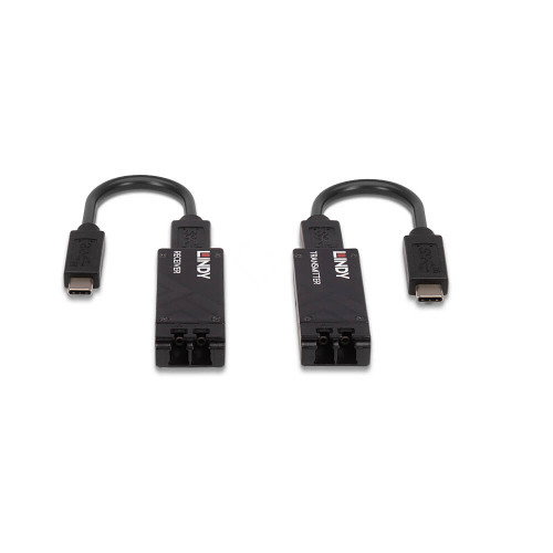 Lindy 43312 Adaptador USB-C a Fibra Óptica, Transmisor y Receptor de Red 10Gbps, Extensor USB 3.2 Gen1, 100m, Carcasa Metal, Negro Lindy 43312 Adaptador USB-C a Fibra Óptica, Transmisor y Receptor de Red 10Gbps, Extensor USB 3.2 Gen1, 100m, Carcasa Metal, Negro