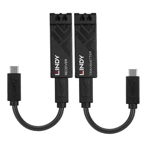 Lindy 43312 Adaptador USB-C a Fibra Óptica, Transmisor y Receptor de Red 10Gbps, Extensor USB 3.2 Gen1, 100m, Carcasa Metal, Negro Lindy 43312 Adaptador USB-C a Fibra Óptica, Transmisor y Receptor de Red 10Gbps, Extensor USB 3.2 Gen1, 100m, Carcasa Metal, Negro
