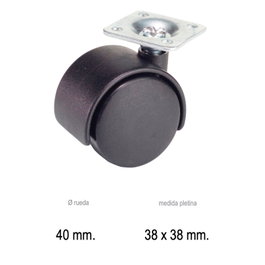 WOLFPACK LINEA PROFESIONAL Rueda Doméstica de Nylon Negro con Placa de 40 mm