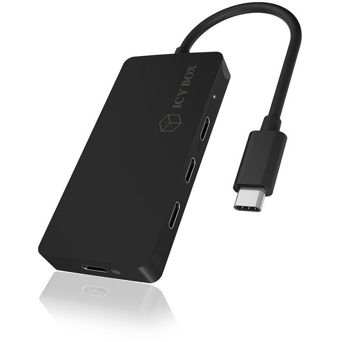 ICY BOX IB-HUB1429-CPD Hub USB-C 4 Puertos USB-C 10Gbps con Power Delivery 100W Pasivo Negro Aluminio Cable 15cm
