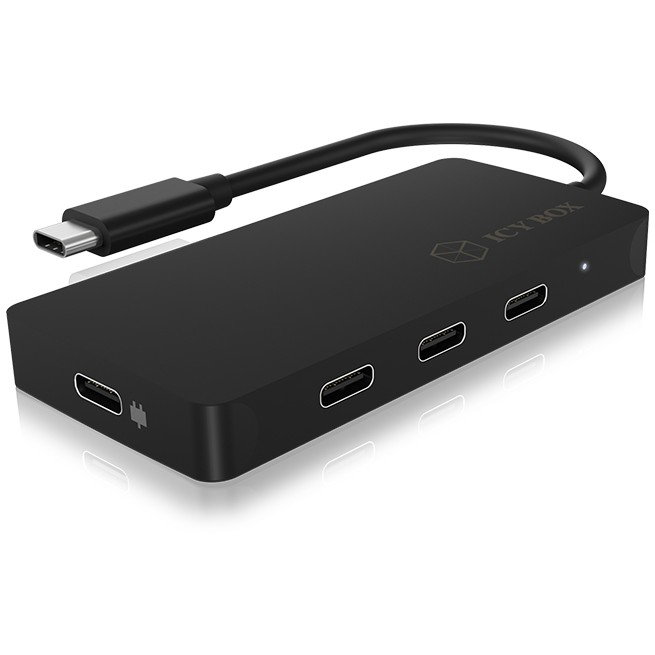 ICY BOX IB-HUB1429-CPD Hub USB-C 4 Puertos USB-C 10Gbps con Power Delivery 100W Pasivo Negro Aluminio Cable 15cm