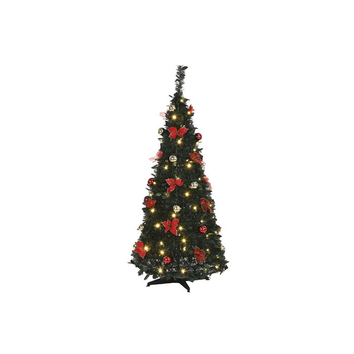 DKD Home Decor Árbol de Navidad LED Plegable Rojo de 150 cm