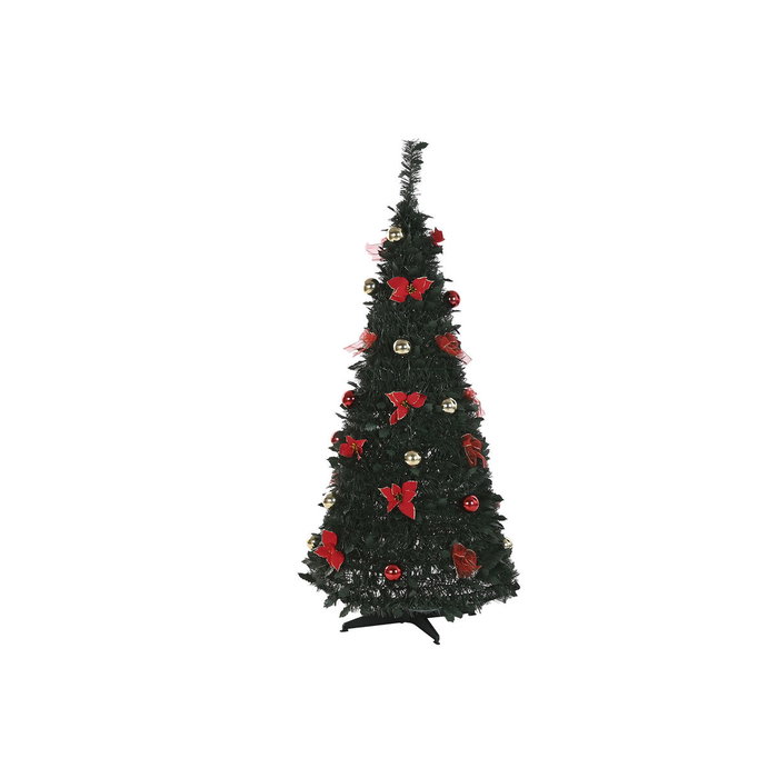 DKD Home Decor Árbol de Navidad LED Plegable Rojo de 150 cm